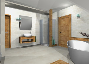 łazienki nowoczesne ceramika drewno