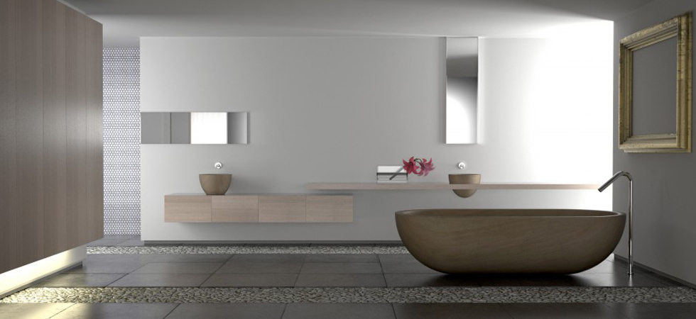 łazienka drewno żwir piasek duża